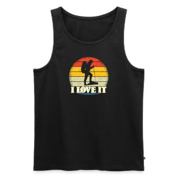 Wandern Zubehör Wanderer Motiv - Männer Premium Bio Tank Top - Schwarz - Vorne - Michal (187cm)