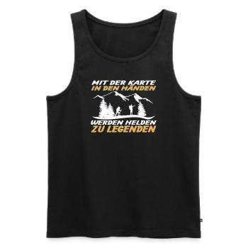 Wandern Zubehör Wanderer Motiv - Männer Premium Bio Tank Top - Schwarz - Vorne - Michal (187cm)