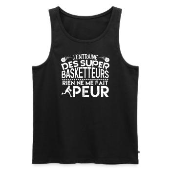 Basketball coach Cadeau coach Basketball basket !! - Débardeur bio Premium Homme - noir - Devant - Michal (187cm)