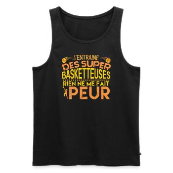 coach Basketball Cadeau coach Basketball !! - Débardeur bio Premium Homme - noir - Devant - Michal (187cm)
