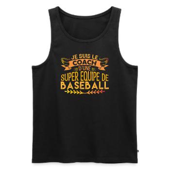 Coach Baseball | Cadeau coach Baseball Le Meilleur - Débardeur bio Premium Homme - noir - Devant - Michal (187cm)
