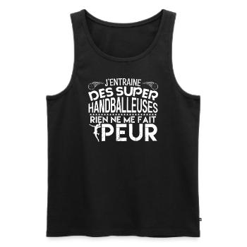 coach handball Cadeau pour le coach Handball - Débardeur bio Premium Homme - noir - Devant - Michal (187cm)