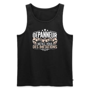 Dépanneur le seul Dépanneur le vrai Dépanneur - Débardeur bio Premium Homme - noir - Devant - AI Model Male 178 light (178cm)