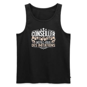 Conseiller le seul Conseiller le vrai Conseiller - Débardeur bio Premium Homme - noir - Devant - AI Model Male 178 light (178cm)