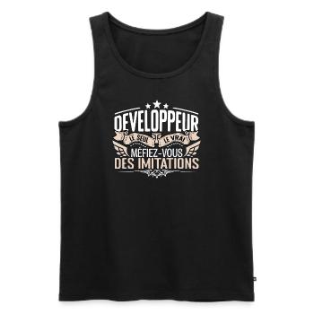 Développeur le seul Développeur le vrai Développeu - Débardeur bio Premium Homme - noir - Devant - Michal (187cm)