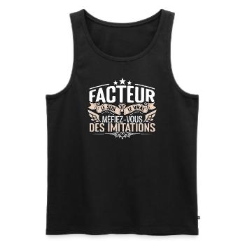 Facteur le seul Facteur le vrai Facteur - Débardeur bio Premium Homme - noir - Devant - Michal (187cm)