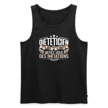 Diététicien le seul Diététicien le vrai Diététicie - Débardeur bio Premium Homme - noir - Devant - Michal (187cm)