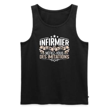 Infirmier le seul Infirmier le vrai Infirmier - Débardeur bio Premium Homme - noir - Devant - Michal (187cm)