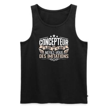 Concepteur le seul Concepteur le vrai Concepteur - Débardeur bio Premium Homme - noir - Devant - AI Model Male 178 light (178cm)