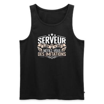 Serveur le seul Serveur le vrai Serveur - Débardeur bio Premium Homme - noir - Devant - AI Model Male 178 light (178cm)