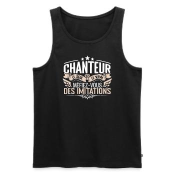 Chanteur le seul Chanteur le vrai Chanteur - Débardeur bio Premium Homme - noir - Devant - AI Model Male 178 light (178cm)