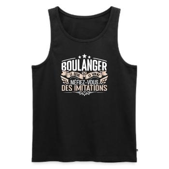 Boulanger le seul Boulanger le vrai Boulanger - Débardeur bio Premium Homme - noir - Devant - Michal (187cm)