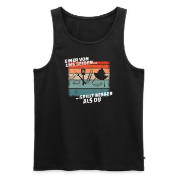Grillen und Camper Geschenkidee - Männer Premium Bio Tank Top - Schwarz - Vorne - Michal (187cm)