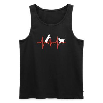 Cat Friend, Cat Accessories Gift - Men's Premium Organic Tank Top - black - Front - Michal (187cm)