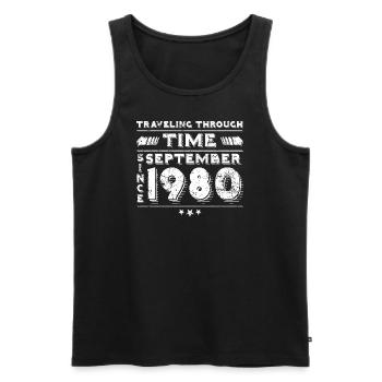 Vintage Zeitreise Geburtstags Design September 198 - Männer Premium Bio Tank Top - Schwarz - Vorne - Michal (187cm)