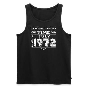 Vintage Time Travel anniversaire Design juillet 1972 - Débardeur bio Premium Homme - noir - Devant - Michal (187cm)