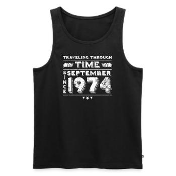 Vintage Zeitreise Geburtstags Design September 197 - Männer Premium Bio Tank Top - Schwarz - Vorne - Michal (187cm)