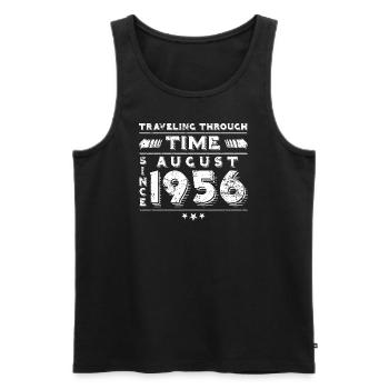 Vintage Time Travel anniversaire Design août 1956 - Débardeur bio Premium Homme - noir - Devant - Michal (187cm)