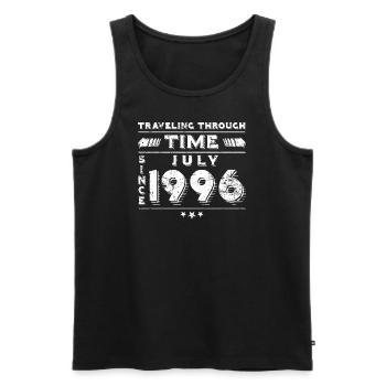 Vintage Time Travel anniversaire Design juillet 1996 - Débardeur bio Premium Homme - noir - Devant - Michal (187cm)