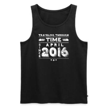 Vintage Time Travel anniversaire Design avril 2016 - Débardeur bio Premium Homme - noir - Devant - Michal (187cm)