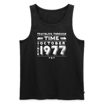 Vintage Zeitreise Geburtstags Design Oktober 1977 - Männer Premium Bio Tank Top - Schwarz - Vorne - Michal (187cm)