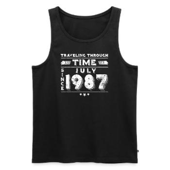 Vintage Zeitreise Geburtstags Design Juli 1987 - Männer Premium Bio Tank Top - Schwarz - Vorne - Michal (187cm)