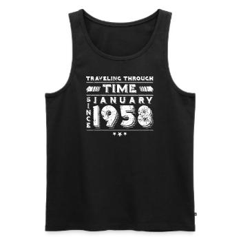 Vintage Zeitreise Geburtstags Design Januar 1958 - Männer Premium Bio Tank Top - Schwarz - Vorne - Michal (187cm)