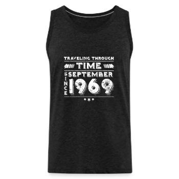 Vintage Time Travel anniversaire Design septembre 196 - Débardeur bio Premium Homme - charbon - Devant - Alexander (188cm)