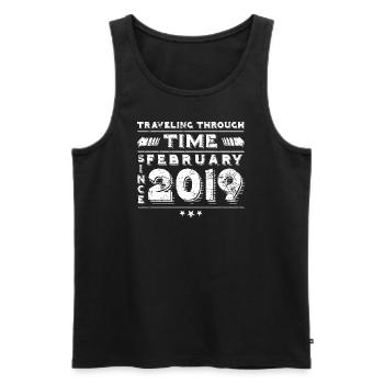 Vintage Zeitreise Geburtstags Design Februar 2019 - Männer Premium Bio Tank Top - Schwarz - Vorne - Michal (187cm)