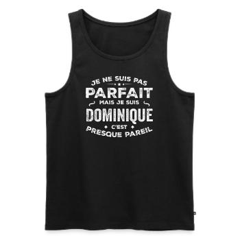 Dominique Un Prénom, Une Histoire,Une Personnalité - Débardeur bio Premium Homme - noir - Devant - Michal (187cm)