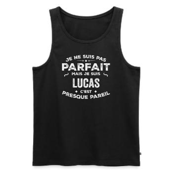 Lucas Ein Vorname, eine Geschichte, eine Persönlichkeit - Männer Premium Bio Tank Top - Schwarz - Vorne - AI Model Male 178 light (178cm)