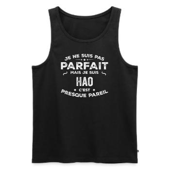 Hao Un Prénom, Une Histoire, Une Personnalité - Débardeur bio Premium Homme - noir - Devant - Michal (187cm)