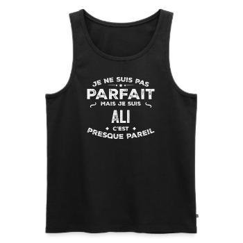 Ali A name, a story, a personality - Men's Premium Organic Tank Top - black - Front - AI Model Male 178 light (178cm)