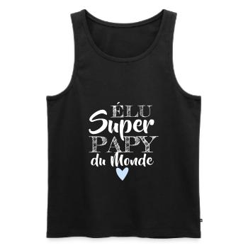 T shirt papy super papy du monde humour cadeau - Débardeur bio Premium Homme - noir - Devant - Michal (187cm)
