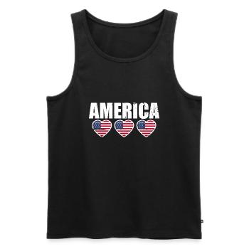 Amérique Drapeau américain États-Unis - Débardeur bio Premium Homme - noir - Devant - Michal (187cm)