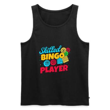 Jeu de bingo Joueur expérimenté Bingo - Débardeur bio Premium Homme - noir - Devant - Michal (187cm)