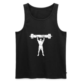 Strongman Shoulder Press - Men's Premium Organic Tank Top - black - Front - AI Model Male 178 light (178cm)