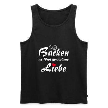 Backen ist Liebe mit Bäckermütze und Herz - Männer Premium Bio Tank Top - Schwarz - Vorne - Michal (187cm)