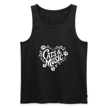 Les chats et la musique, j’adore mon chat et la musique. - Débardeur bio Premium Homme - noir - Devant - AI Model Male 178 light (178cm)