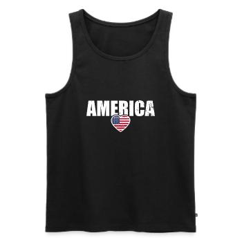 Amérique Drapeau américain États-Unis - Débardeur bio Premium Homme - noir - Devant - Michal (187cm)