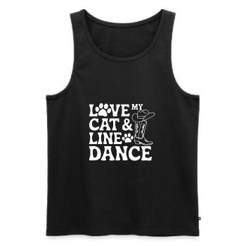 Ich liebe meine Katze und Line Dance - Männer Premium Bio Tank Top - Schwarz - Vorne - Michal (187cm)