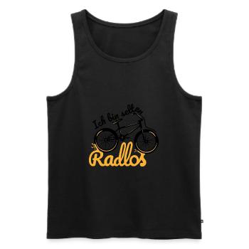 Ich bin selten Radlos schwarz - Männer Premium Bio Tank Top - Schwarz - Vorne - Michal (187cm)