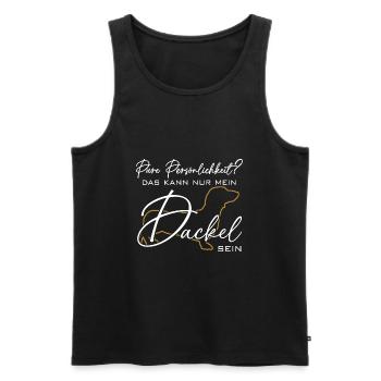 Mein Dackel ist die pure Persönlichkeit - Männer Premium Bio Tank Top - Schwarz - Vorne - AI Model Male 178 light (178cm)