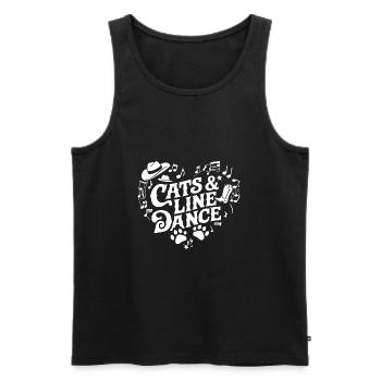 Ich liebe meine Katze und Line Dance - Männer Premium Bio Tank Top - Schwarz - Vorne - AI Model Male 178 light (178cm)