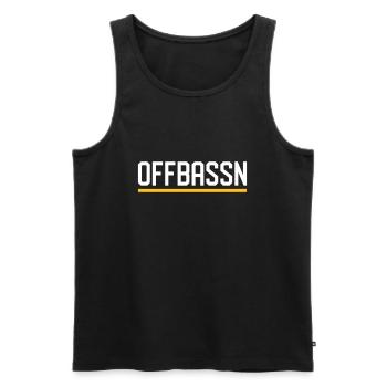 OFFBASSN | Dialekt | Sächsisch - Männer Premium Bio Tank Top - Schwarz - Vorne - Michal (187cm)