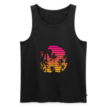 Cool Art 80s Tropical Sunset - Men's Premium Organic Tank Top - black - Front - AI Model Male 178 light (178cm)