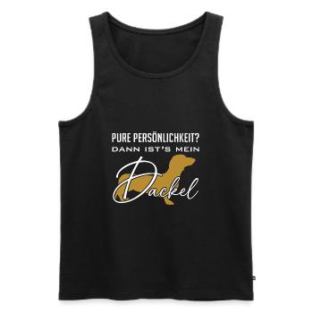 Pure Persönlichkeit und Intelligenz - mein Dackel - Männer Premium Bio Tank Top - Schwarz - Vorne - AI Model Male 178 light (178cm)