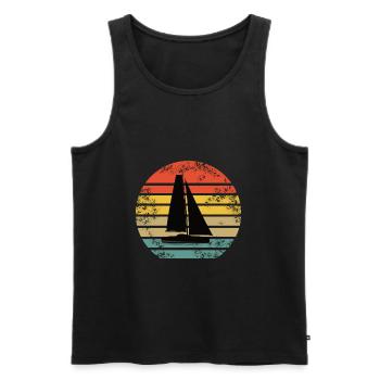 Voile de bateau rétro - Débardeur bio Premium Homme - noir - Devant - Michal (187cm)