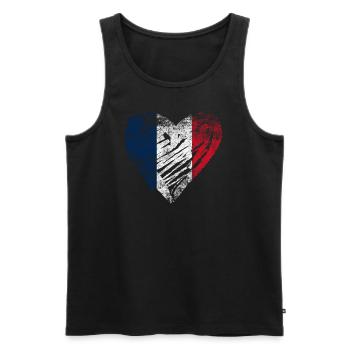 Frankreich Herz used look - Männer Premium Bio Tank Top - Schwarz - Vorne - Michal (187cm)