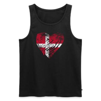 Dänemark Herz used look - Männer Premium Bio Tank Top - Schwarz - Vorne - Michal (187cm)
